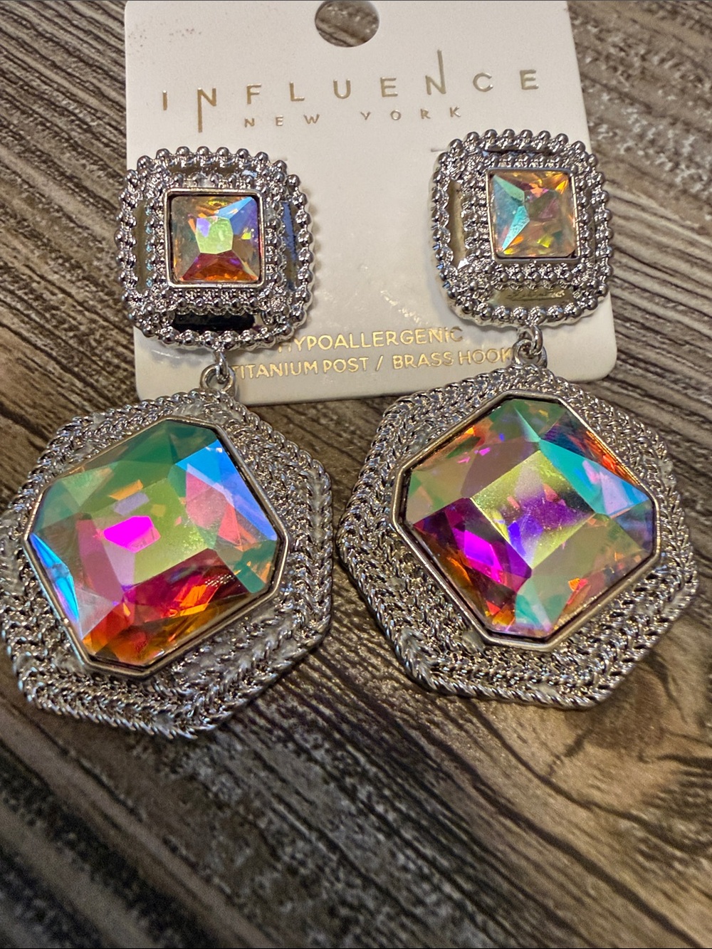 Influence New York Iridescent Crystal Drop Earrings - Silver-Tone